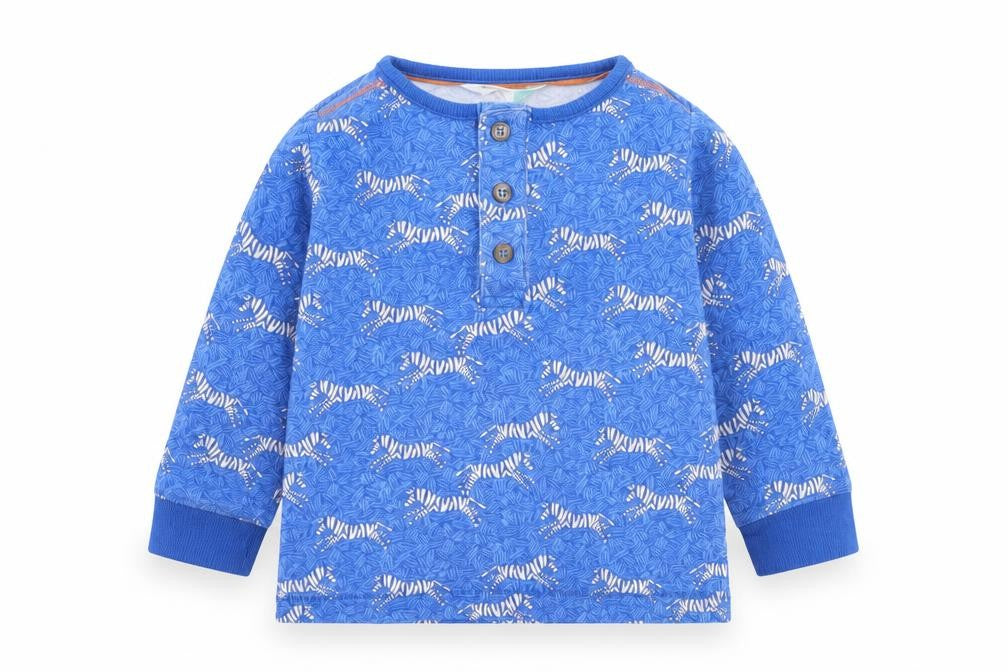 John Lewis Baby Blue Animal Print  Basic T-Shirt Size 6-9 Months  - Zebra