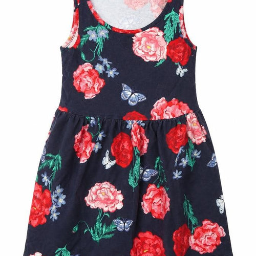 h7M Girls Blue Floral  Fit & Flare  Size 2 Years
