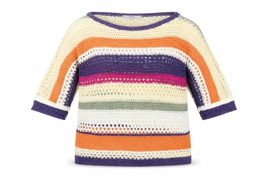 Front view of Next women’s multicoloured striped jumper, size S