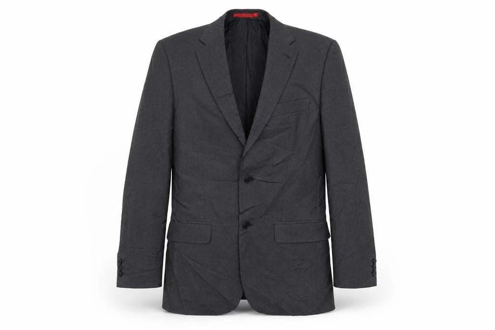 Front view of Burton men’s grey jacket blazer, size 36