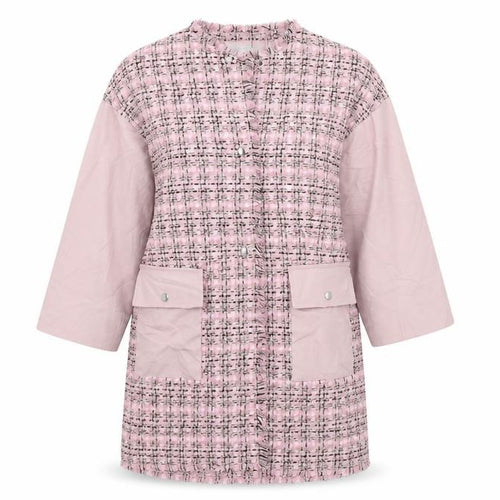 Liliya Stalmakova Womens Pink Check  Overcoat Coat Size L