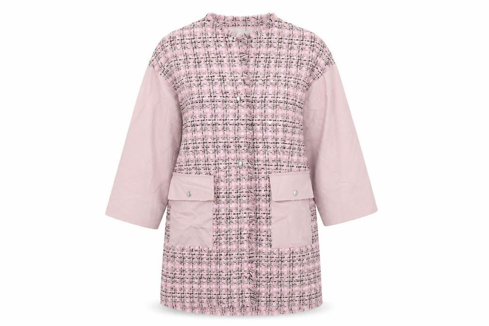 Liliya Stalmakova Womens Pink Check  Overcoat Coat Size L