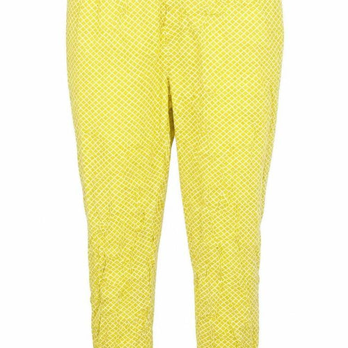 M&S Womens Yellow Geometric  Trousers  Size 14 L26 in