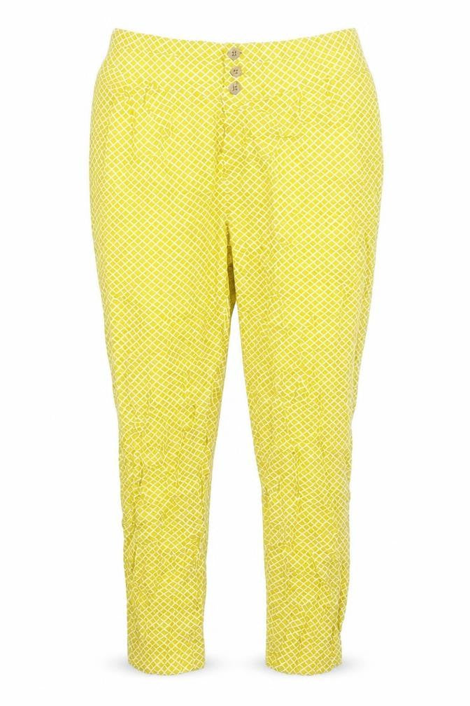 M&S Womens Yellow Geometric  Trousers  Size 14 L26 in