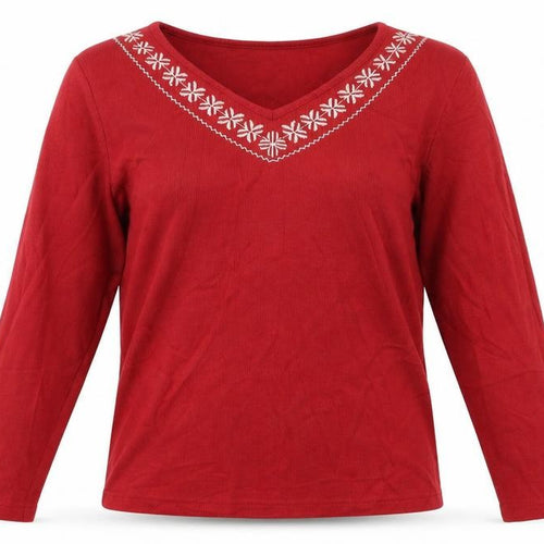BM Womens Red Floral  Pullover Jumper Size M