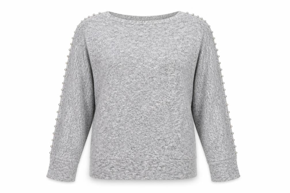 Front view of Dorothy Perkins women’s grey jumper, size UK 14