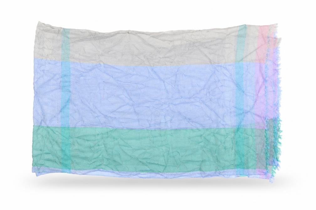 Front view of Preworn women’s multicoloured check shawl/wrap