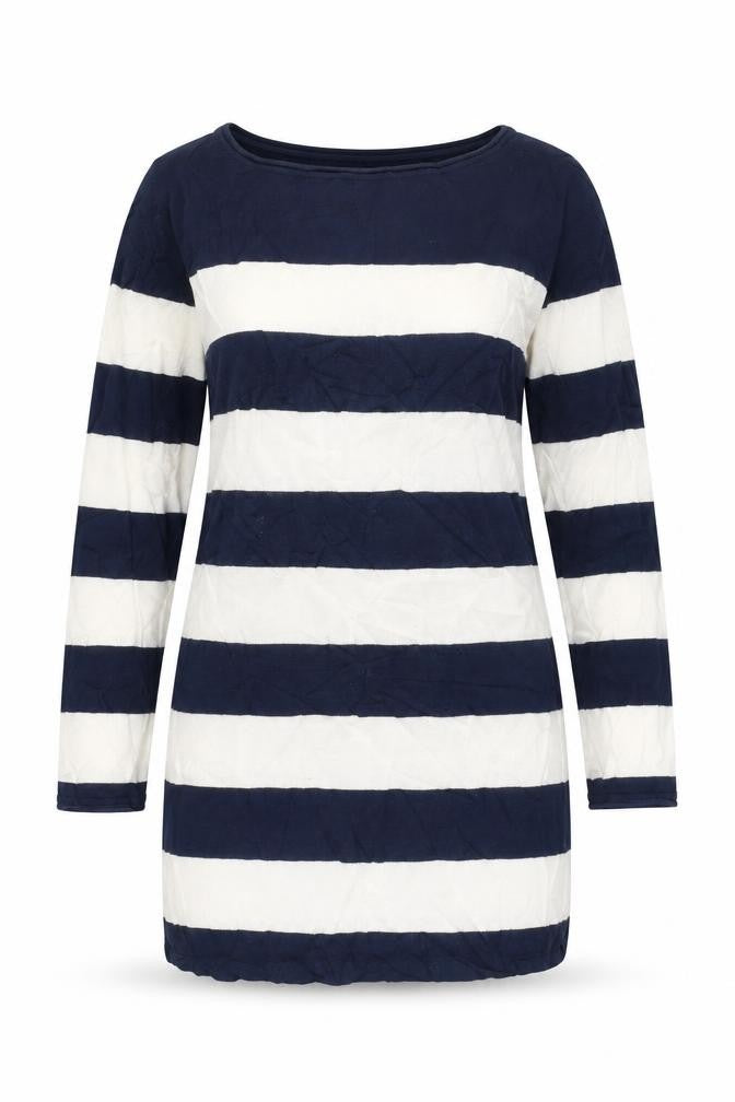 Front view of H&M women’s white striped jumper, size M