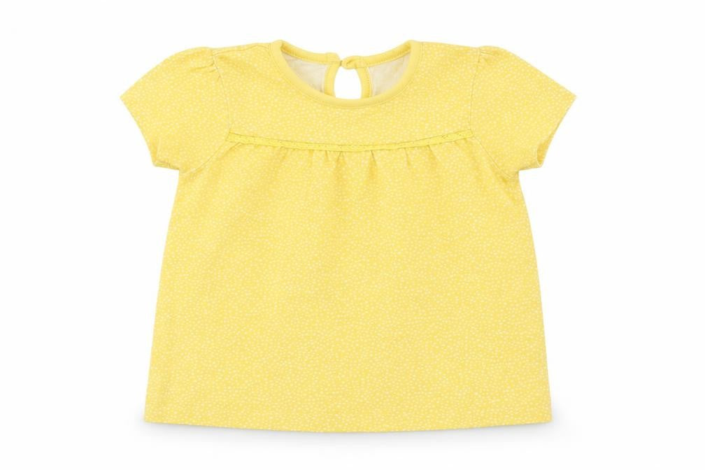 Front view of George girls’ yellow polka dot basic casual, size 9-12, months
