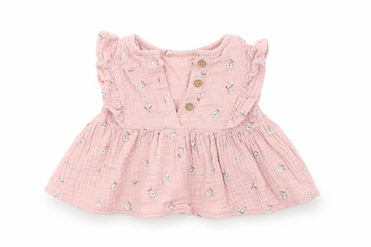 Front view of George girls’ pink floral a-line, size 0-3, months