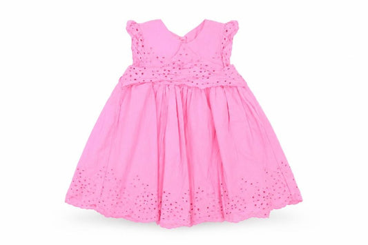 Front view of Mothercare girls’ pink floral a-line, size 9-12, months