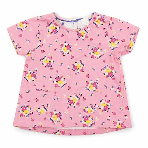 Mini Club Girls Pink Floral  Pinafore/Dungaree Dress  Size 9-12 Months