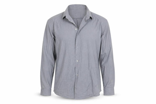 Front view of Next men’s grey button-up, size L