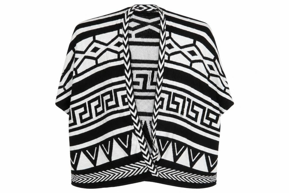 Front view of Atmosphere women’s multicoloured argyle/diamond wrap jumper, size UK 6