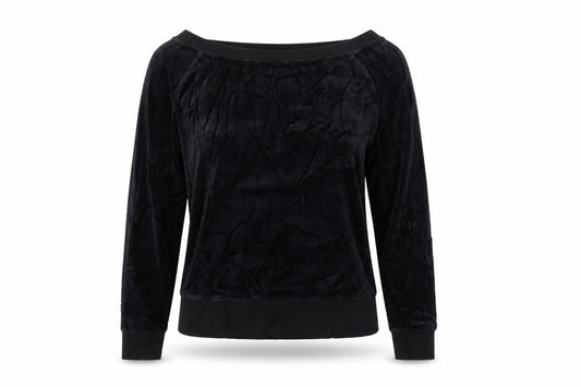 Remain Womens Black  Velour Pullover Sweatshirt Size S