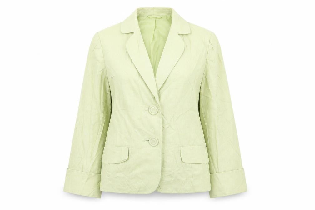 Front view of F&F women’s green jacket blazer, size UK 14