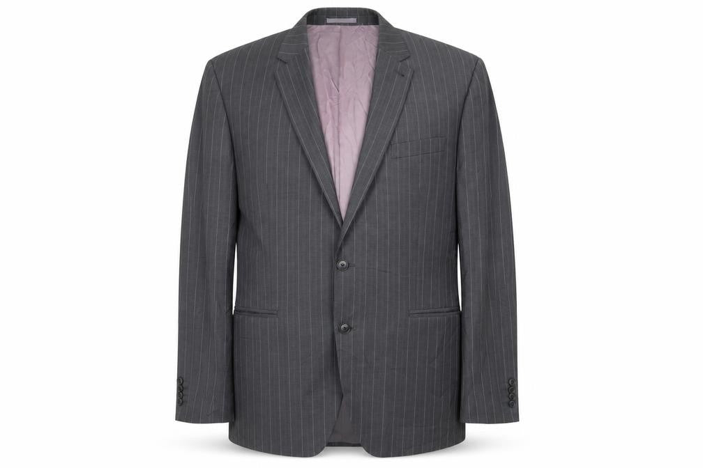 Front view of Next men’s grey striped jacket blazer, size 44