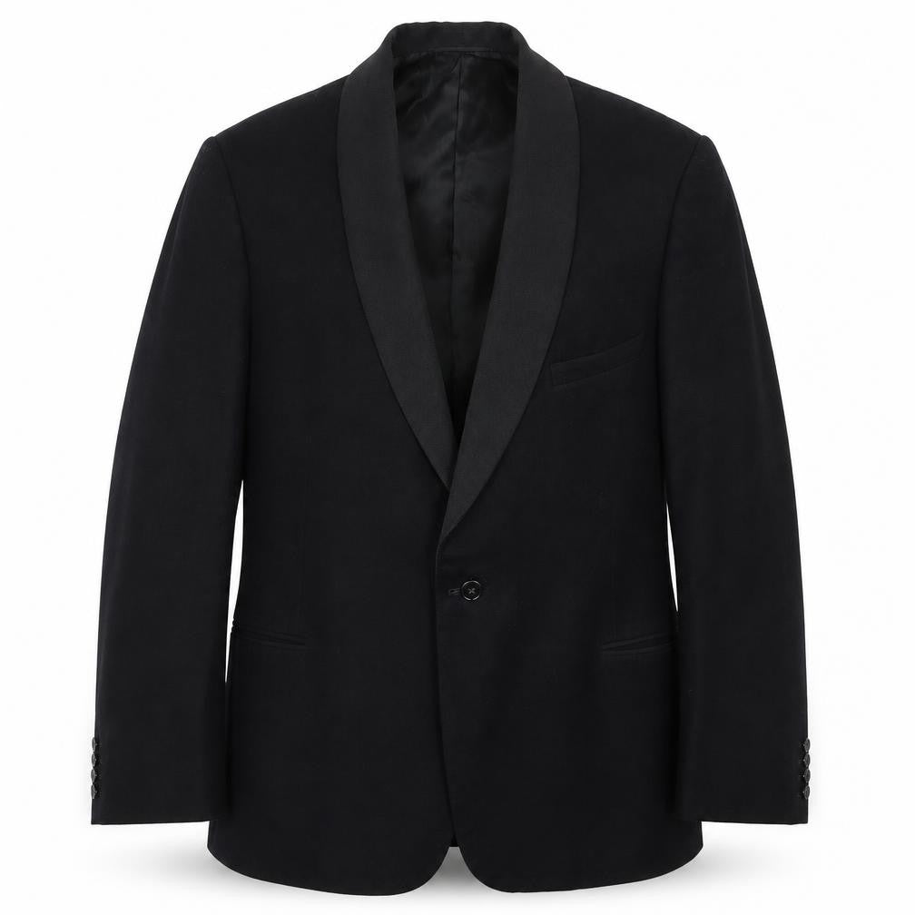 Front view of Preworn men’s black jacket blazer, size 42