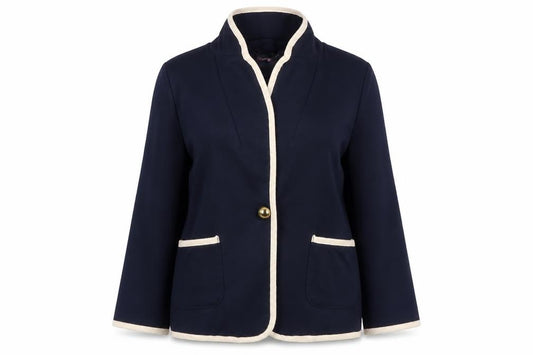 Front view of New Look women’s blue jacket blazer, size UK 10