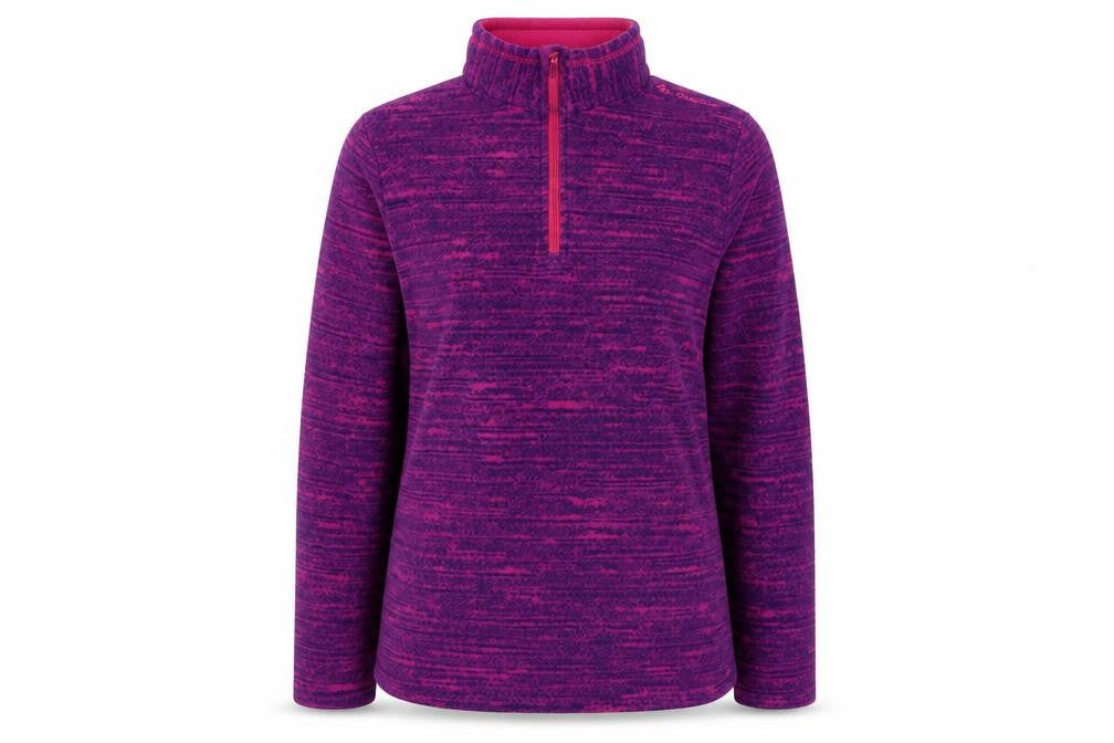 Front view of Decathlon girls’ purple colourblock jumper, size S