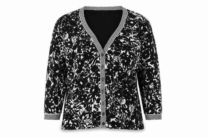 Monsoon Womens Black Geometric Cardigan Jumper Size 12