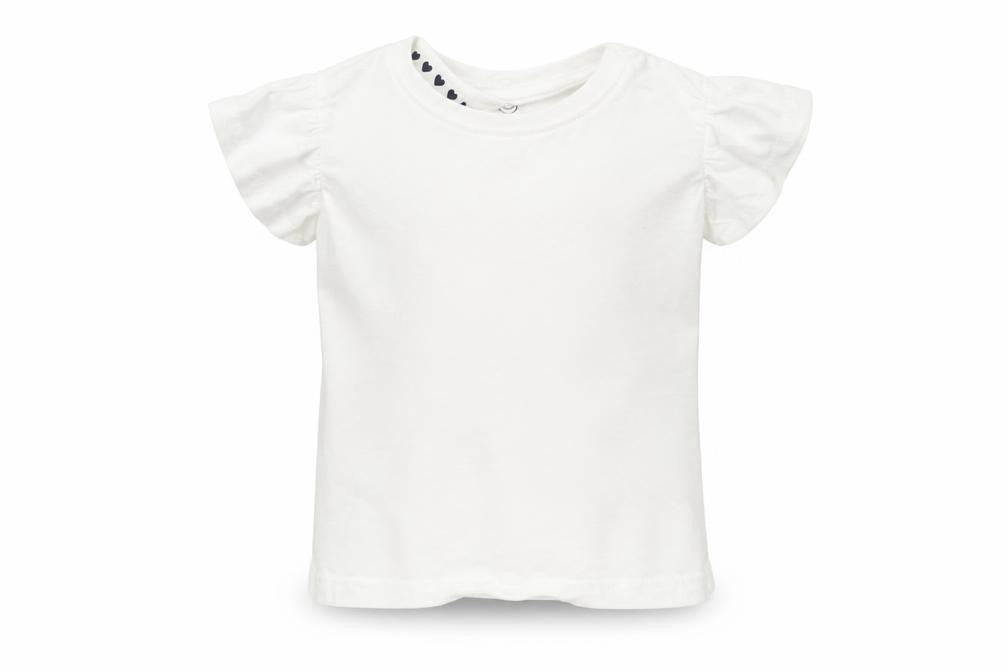 Front view of Jeff&co girls’ white basic t-shirt, size 18-24, months