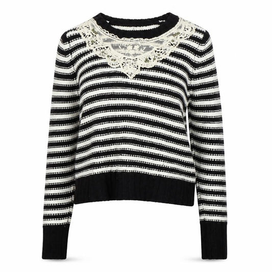 Front view of F&F women’s black striped jumper, size UK 10