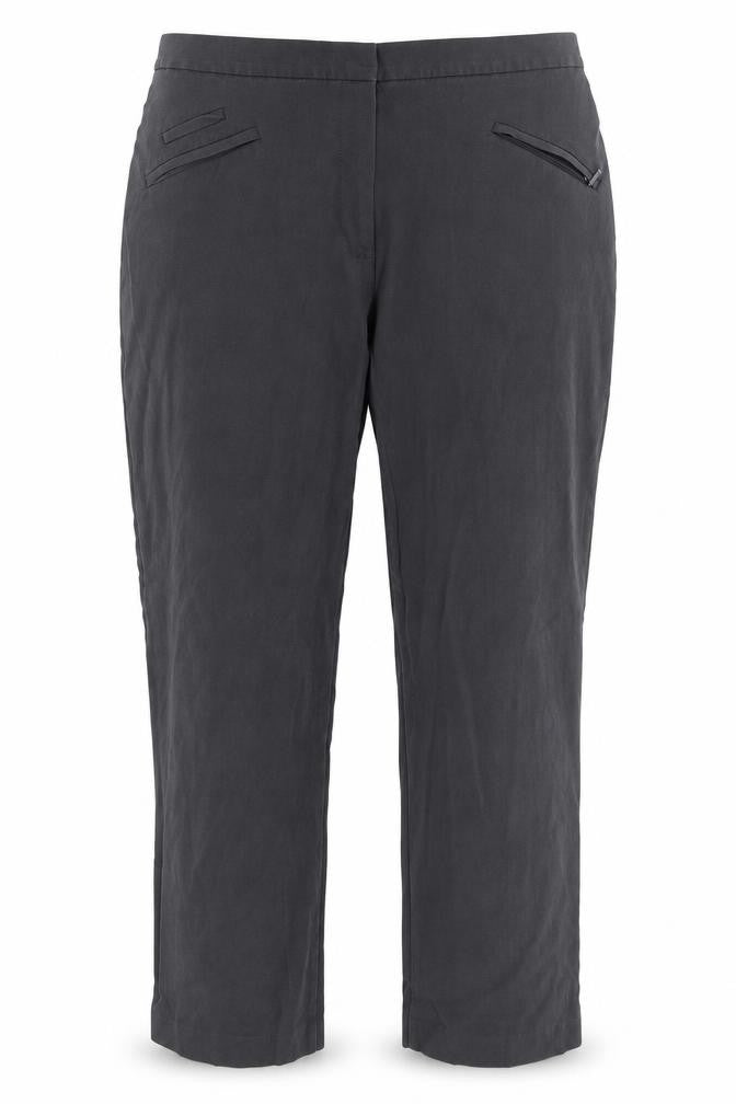 Front view of Marks & Spencer women’s grey trousers, size UK 16, 26-inch leg