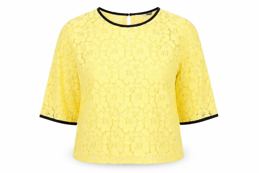Next Womens Yellow  Lace Basic Blouse Size 10