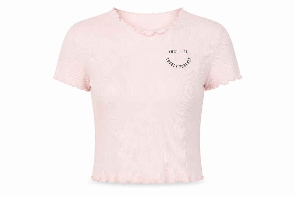 Bershka Womens Pink   Cropped T-Shirt Size L
