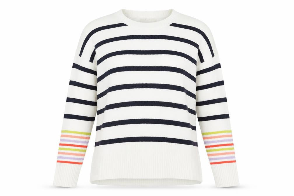 Front view of George women’s white striped knit jumper, size M