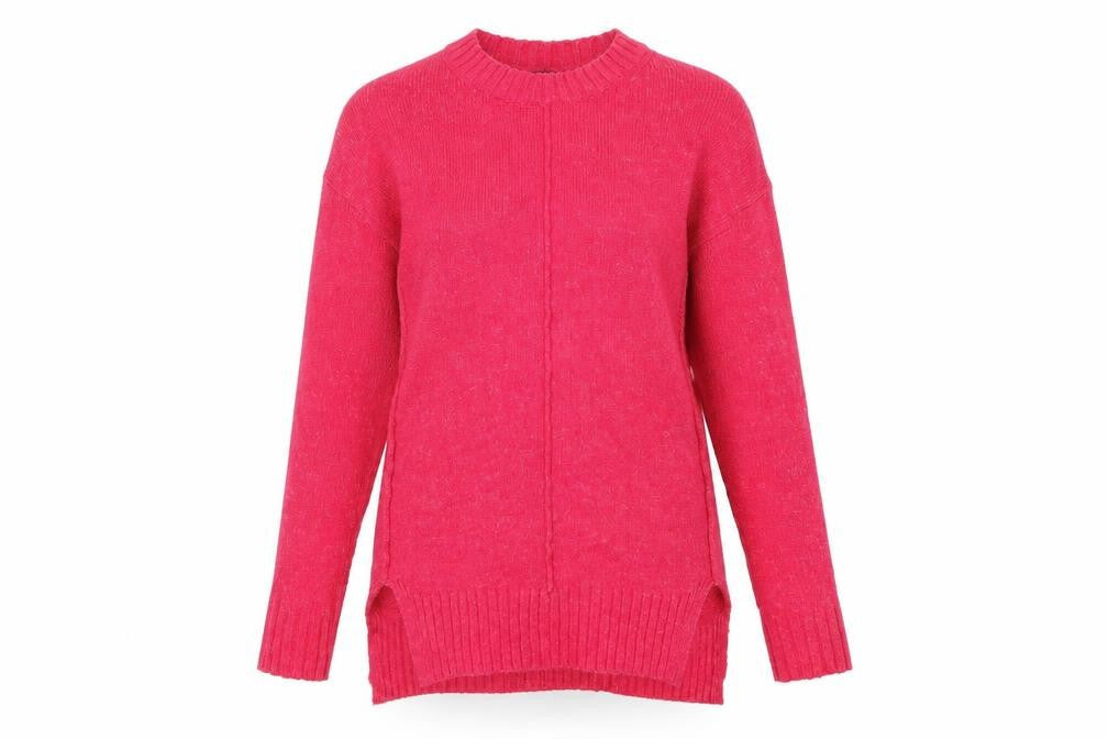 Front view of Marks & Spencer women’s pink knit jumper, size S