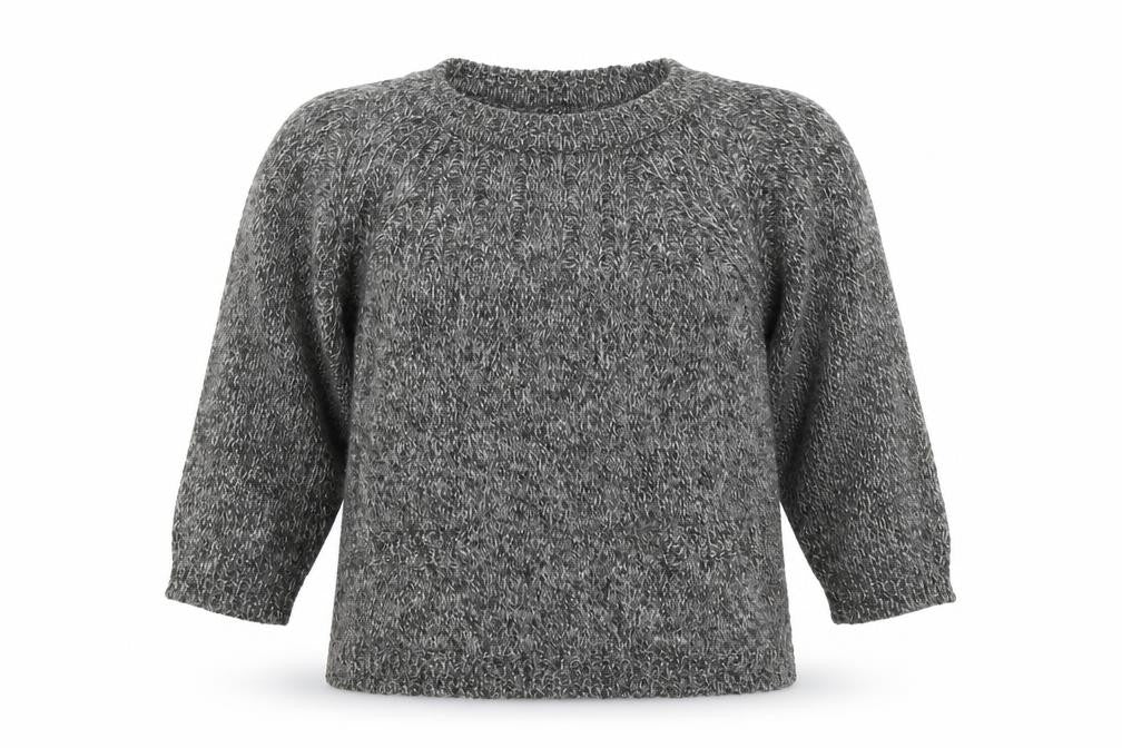Front view of Topshop women’s grey knit jumper, size UK 10