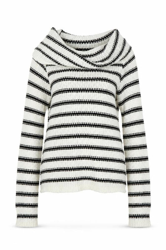 Front view of Boohoo women’s white striped jumper, size M