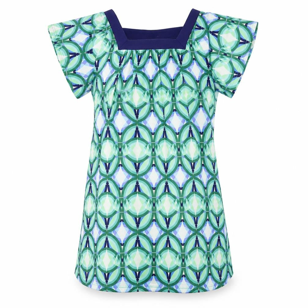 Front view of Klass women’s green herringbone a-line, size S