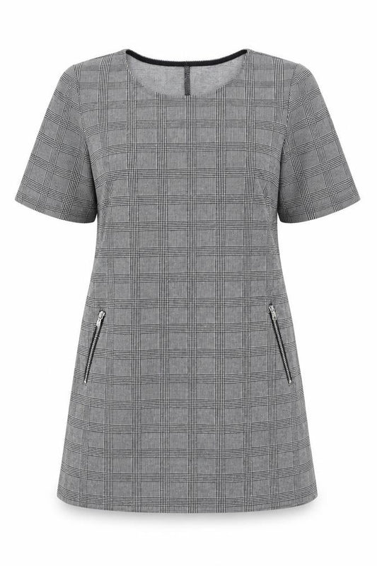 Front view of Papaya women’s grey check a-line, size UK 14