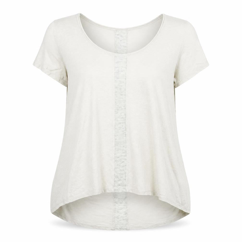 Front view of synthia rowley women’s beige basic t-shirt, size XL