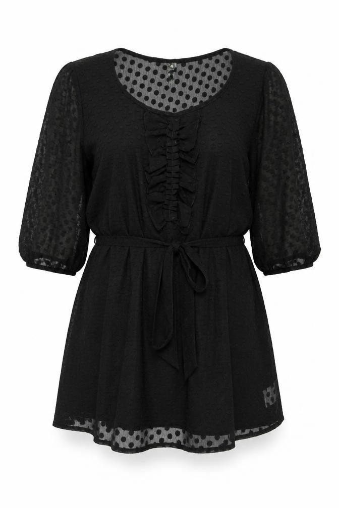 Front view of Sugarbebe women’s black a-line, size UK 14