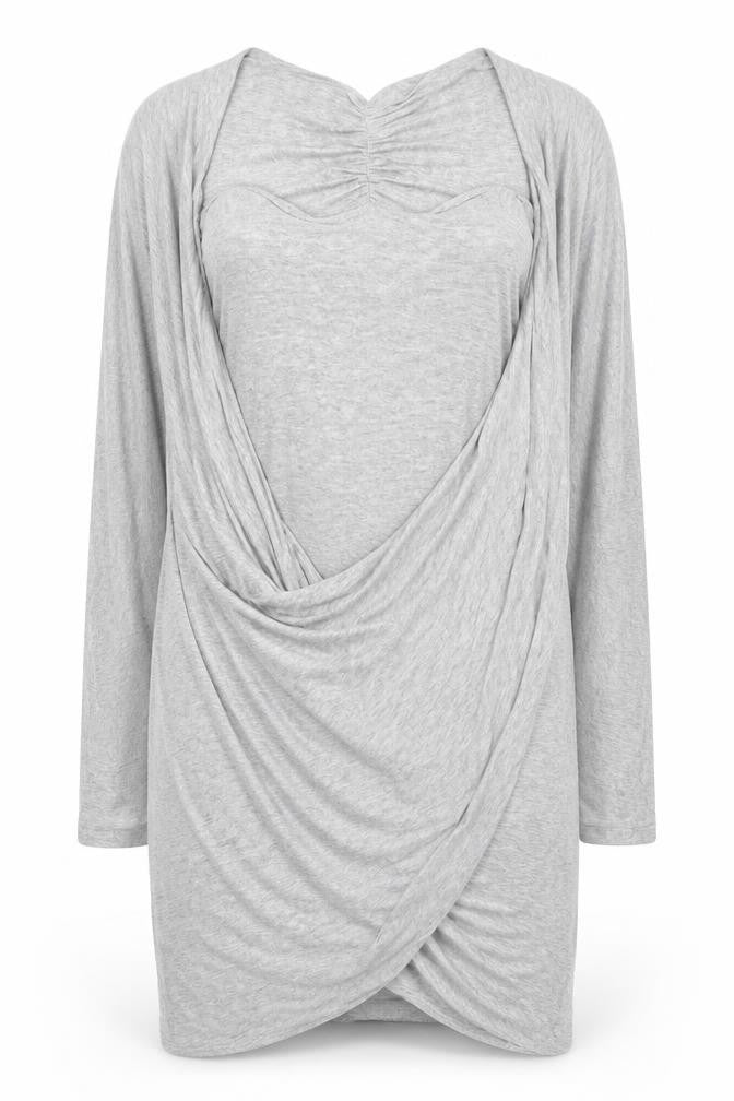 Front view of Harlowe & Graham women’s grey basic blouse, size XL