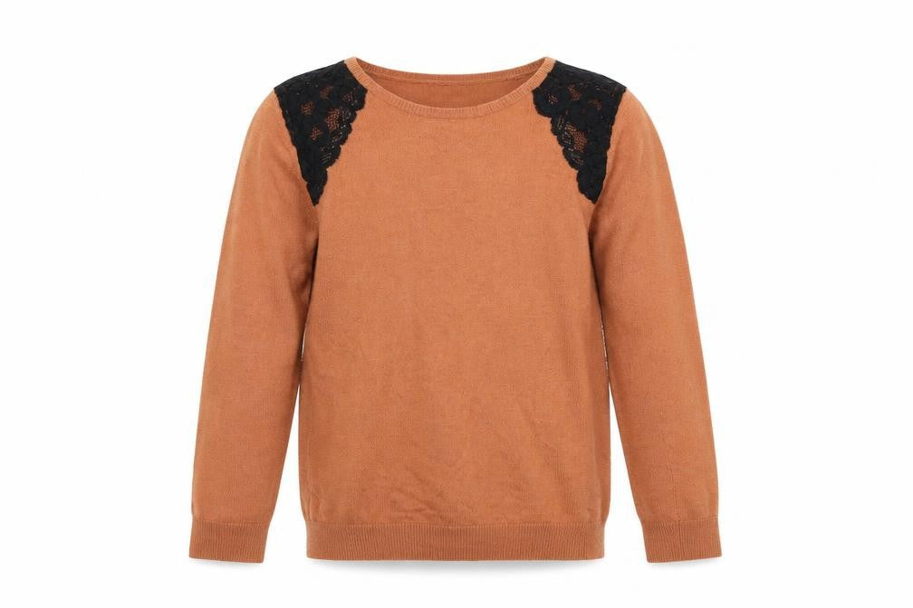 Front view of La Redoute girls’ orange jumper, size 8, years