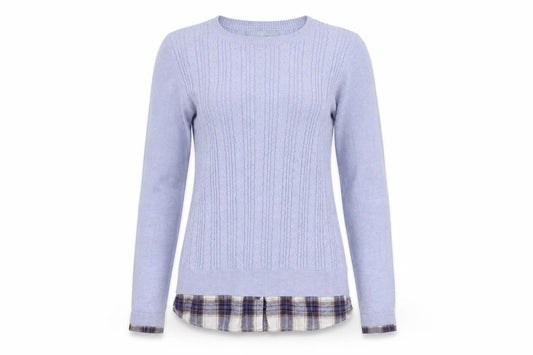 Front view of Next women’s blue houndstooth jumper dress, size UK 8