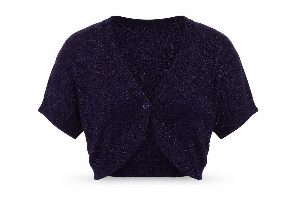 Front view of H&M women’s purple cardigan jumper, size M