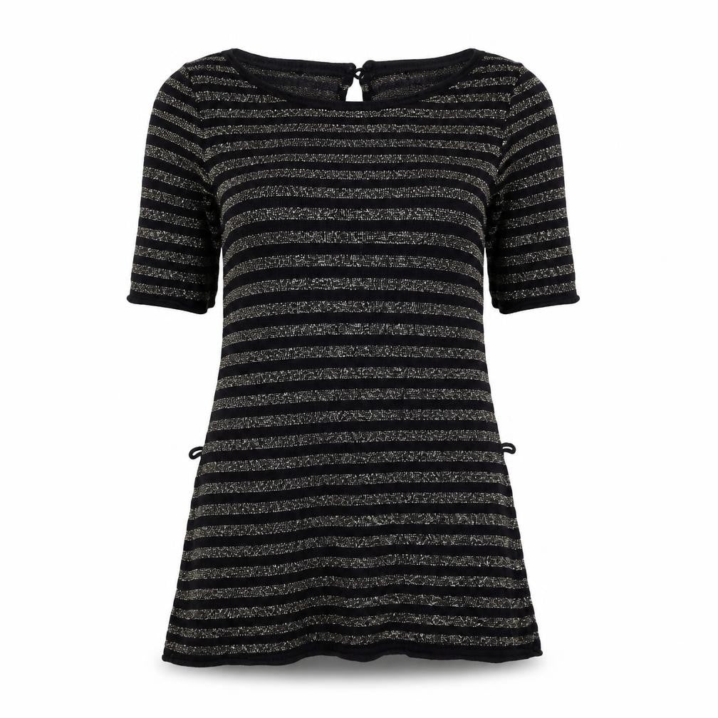 Front view of River Island women’s blue striped jumper, size UK 8
