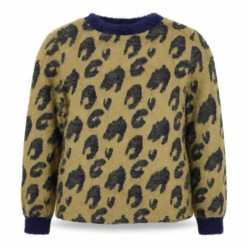 Marks and Spencer Womens Beige Animal Print  Henley Jumper Size 10