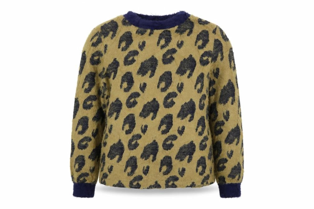 Marks and Spencer Womens Beige Animal Print  Henley Jumper Size 10