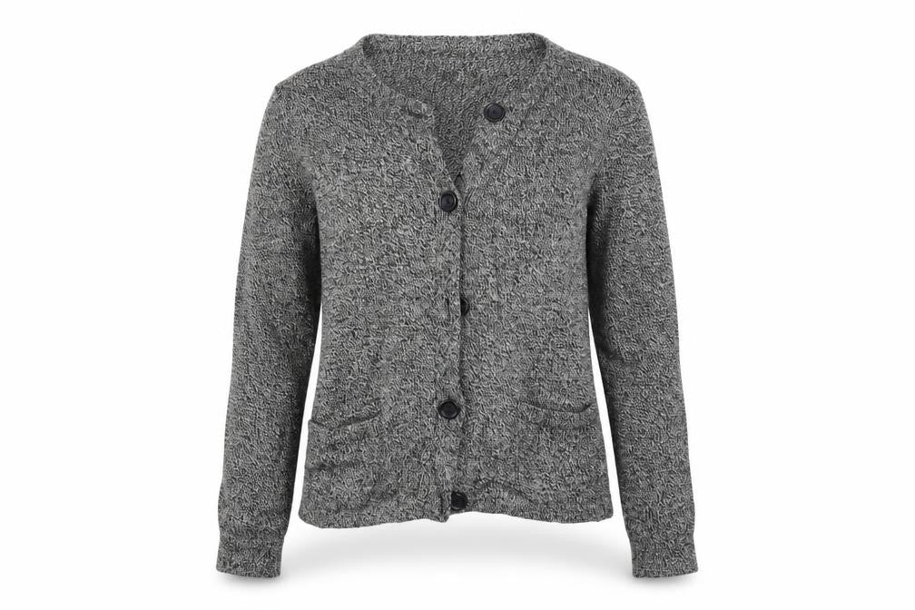 Front view of Gap women’s grey cardigan jumper, size S