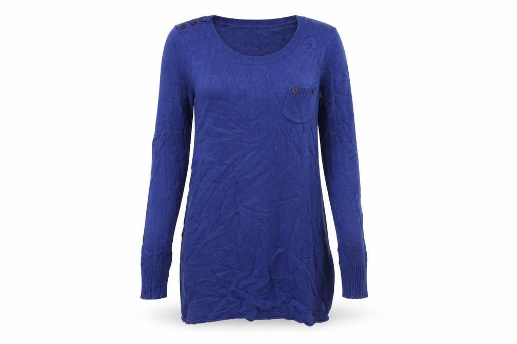 Front view of Topshop women’s blue jumper dress, size UK 10