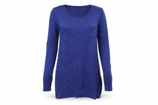 Front view of Topshop women’s blue jumper dress, size UK 10