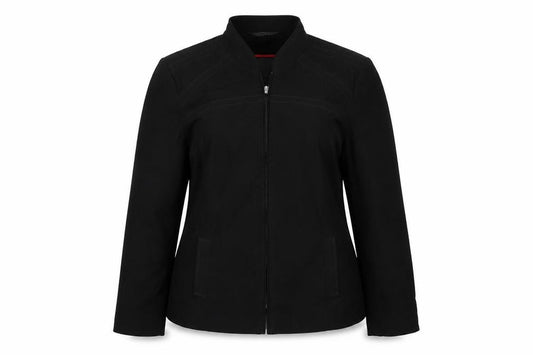 Front view of Bonmarché women’s black jacket, size UK 14