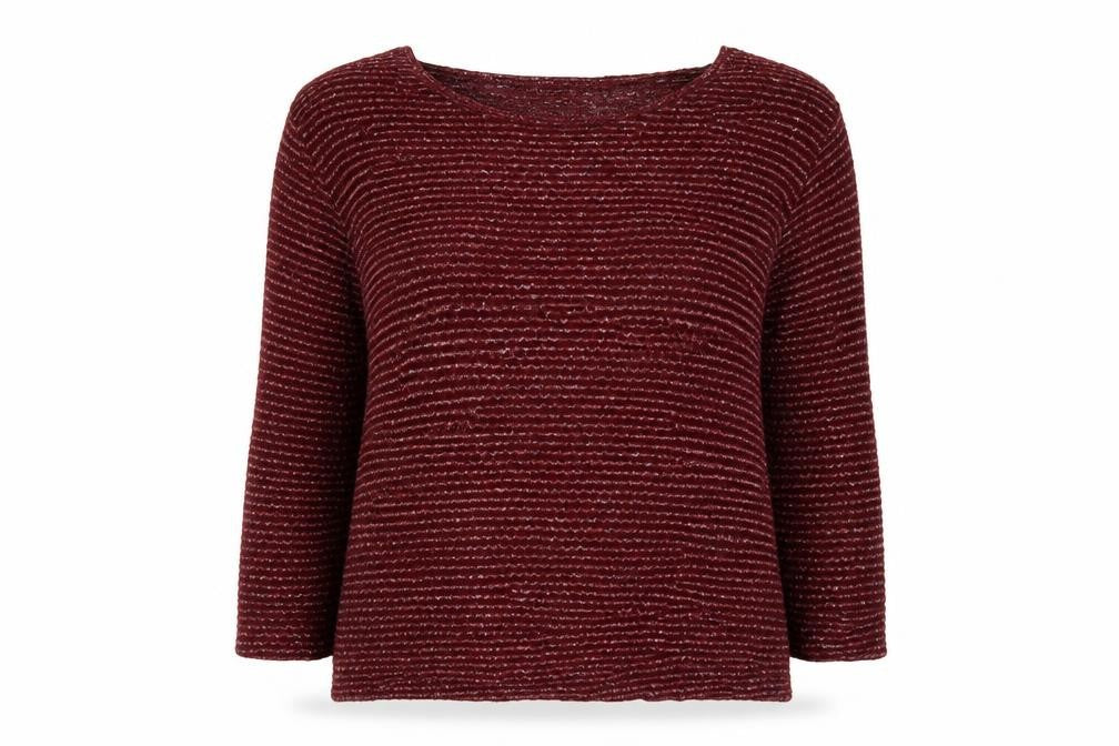 Front view of Topshop women’s red jumper, size UK 10